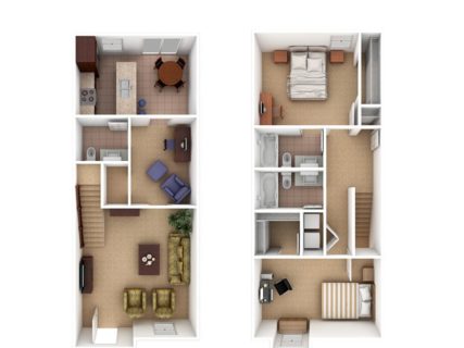 2 Bed / 2½ Bath / 1,000 sq ft / Availability: Please Call / Deposit: $1,200 / Rent: $1,599